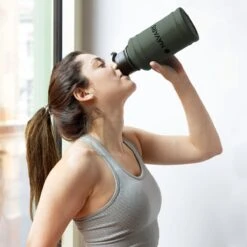 Navaris Fitness Drinkfles 1,3 Liter - Lichte Waterfles Van Roestvrij Staal Grijs - Grote Grijze Waterfles RVS Voor Sport, Fitness, Yoga En Kamperen -Barbecues Verkoopwinkel 1200x1200 1060