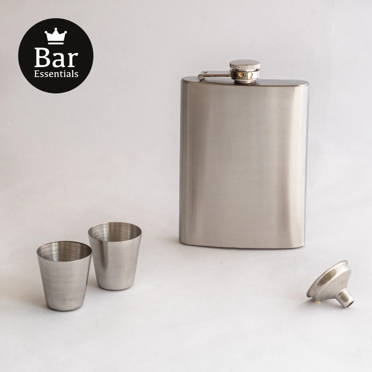 Bar Essentials® Heupfles RVS - Zakflacon - Platvink - Heupflacon - Gifbox 3 Bar Essentials® Heupfles RVS - Zakflacon - Platvink - Heupflacon - Gifbox - Afbeelding 3