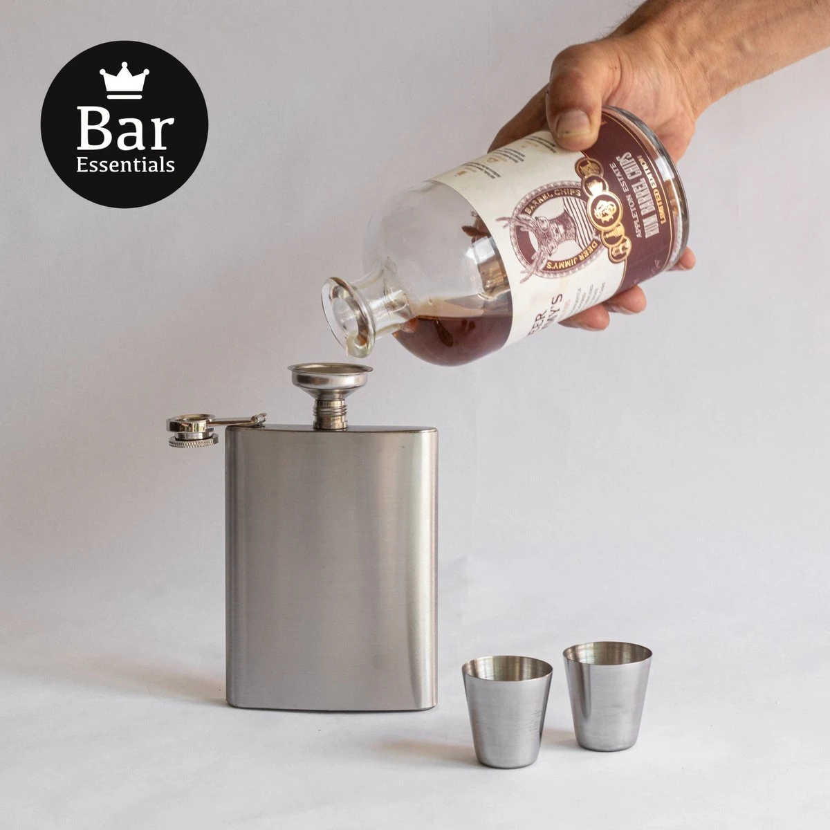 Bar Essentials® Heupfles RVS - Zakflacon - Platvink - Heupflacon - Gifbox 4 Bar Essentials® Heupfles RVS - Zakflacon - Platvink - Heupflacon - Gifbox - Afbeelding 4