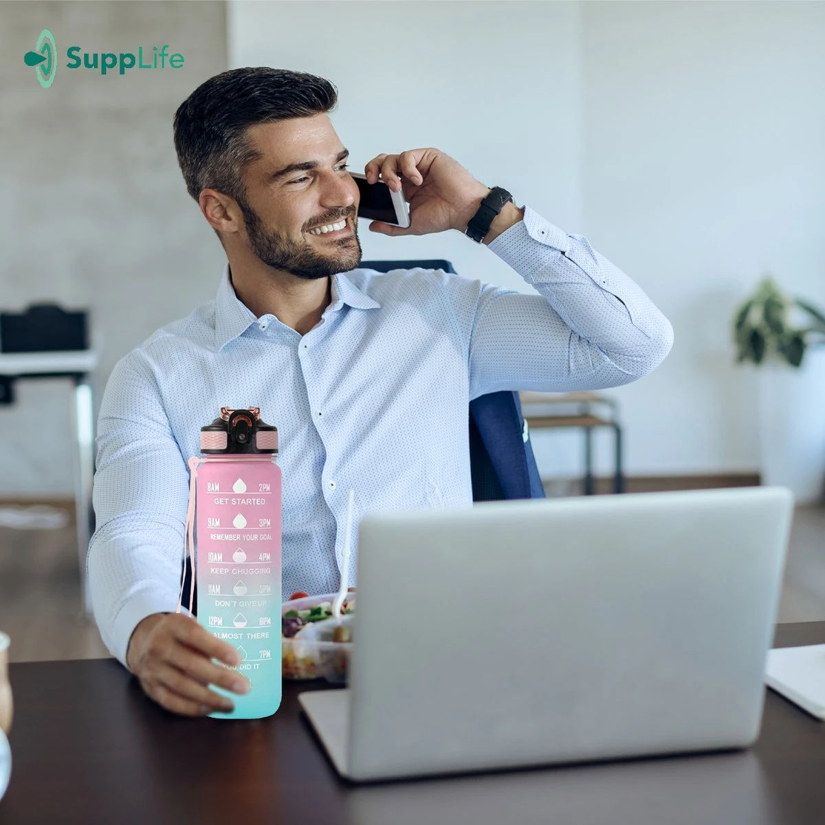 Supplife Motivatie Waterfles - 1 Liter Drinkfles - Waterfles Met Tijdmarkering - Met Rietje - Volwassenen - Kinderen - Pink Aqua - Inclusief Schoonmaakborstel 7 Supplife Motivatie Waterfles - 1 Liter Drinkfles - Waterfles Met Tijdmarkering - Met Rietje - Volwassenen - Kinderen - Pink Aqua - Inclusief Schoonmaakborstel - Afbeelding 7