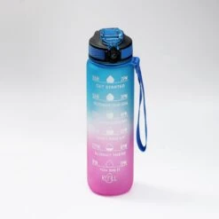 Merkloos Vision Vel Blauw-Roze Waterfles Met Tijdmarkeringen | 1 Liter | Sport Waterfles | Drinkfles Met Rietje | Lekvrije Sportfles | Tritan Waterfles | BPA Vrij | Voor Sport, Fietsen, Kamperen, School, Sportschool | Tijdmarkering -Barbecues Verkoopwinkel 1200x1200 1121