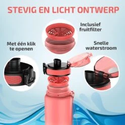 Lekro Waterfles Met Tijdmarkeringen - Motiverende Drinkfles Met Fruitfilter En Shake Bal/Shaker - 1 Liter - BPA Vrij - Roze/Blauw -Barbecues Verkoopwinkel 1200x1200 1205