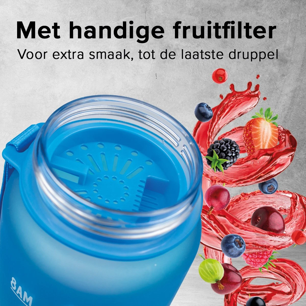 Nimma® Motivatie Waterfles - 1 Liter Drinkfles - Met Tijdmarkeringen En Fruitfilter - Blauw 4 Nimma® Motivatie Waterfles - 1 Liter Drinkfles - Met Tijdmarkeringen En Fruitfilter - Blauw - Afbeelding 4