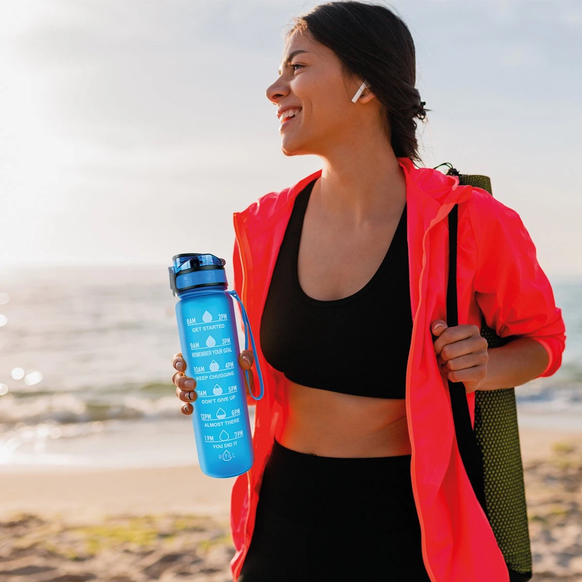 Nimma® Motivatie Waterfles - 1 Liter Drinkfles - Met Tijdmarkeringen En Fruitfilter - Blauw 7 Nimma® Motivatie Waterfles - 1 Liter Drinkfles - Met Tijdmarkeringen En Fruitfilter - Blauw - Afbeelding 7