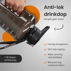 JOLTIA - Sportfles Met Sleeve - Drinkfles Met Rietje - Met Tijdmarkering En Motivatie - Tijd - Drinkflessen Volwassenen - Waterfles - Motiverende Drink / Water Fles - Bidon - Waterjug - 2.2 Liter - Zwart -Barbecues Verkoopwinkel 1200x1200 1280