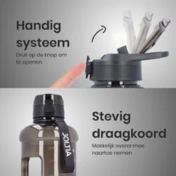 JOLTIA - Sportfles Met Sleeve - Drinkfles Met Rietje - Met Tijdmarkering En Motivatie - Tijd - Drinkflessen Volwassenen - Waterfles - Motiverende Drink / Water Fles - Bidon - Waterjug - 2.2 Liter - Zwart -Barbecues Verkoopwinkel 1200x1200 1281