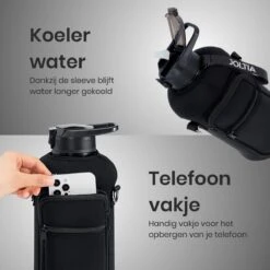 JOLTIA - Sportfles Met Sleeve - Drinkfles Met Rietje - Met Tijdmarkering En Motivatie - Tijd - Drinkflessen Volwassenen - Waterfles - Motiverende Drink / Water Fles - Bidon - Waterjug - 2.2 Liter - Zwart -Barbecues Verkoopwinkel 1200x1200 1282