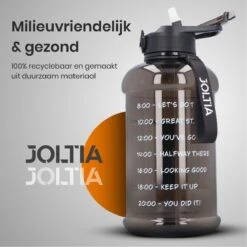 JOLTIA - Sportfles Met Sleeve - Drinkfles Met Rietje - Met Tijdmarkering En Motivatie - Tijd - Drinkflessen Volwassenen - Waterfles - Motiverende Drink / Water Fles - Bidon - Waterjug - 2.2 Liter - Zwart -Barbecues Verkoopwinkel 1200x1200 1283