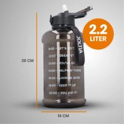 JOLTIA - Sportfles Met Sleeve - Drinkfles Met Rietje - Met Tijdmarkering En Motivatie - Tijd - Drinkflessen Volwassenen - Waterfles - Motiverende Drink / Water Fles - Bidon - Waterjug - 2.2 Liter - Zwart -Barbecues Verkoopwinkel 1200x1200 1286