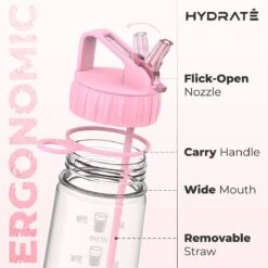 HYDRATE 900ml Drinkfles Met Tijdmarkeringen - Sport Waterfles Met Rietje, BPA-vrije Drinkfles Rietje Van Tritan Ideaal Voor Sportschool, Kantoor, Wandelen, Fitness, Sportfles (Zacht Roze) -Barbecues Verkoopwinkel 1200x1200 1289