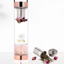 Duurzame Waterfles Met Kristal - Roségoud - Roestvrij Staal - Rozenkwarts Edelstenen - Verrijkt En Verzacht Water - Inclusief Thee/fruit Infuser - Edelstenen - 550 Ml - Waterfles - Drinkfles -Barbecues Verkoopwinkel 1200x1200 1307
