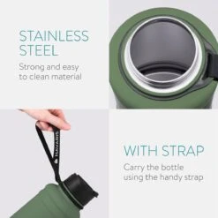 Navaris Fitness Drinkfles 1,3 Liter - Lichte Waterfles Van Roestvrij Staal Groen - Grote Waterfles RVS Voor Sport, Fitness, Yoga En Kamperen -Barbecues Verkoopwinkel 1200x1200 1327