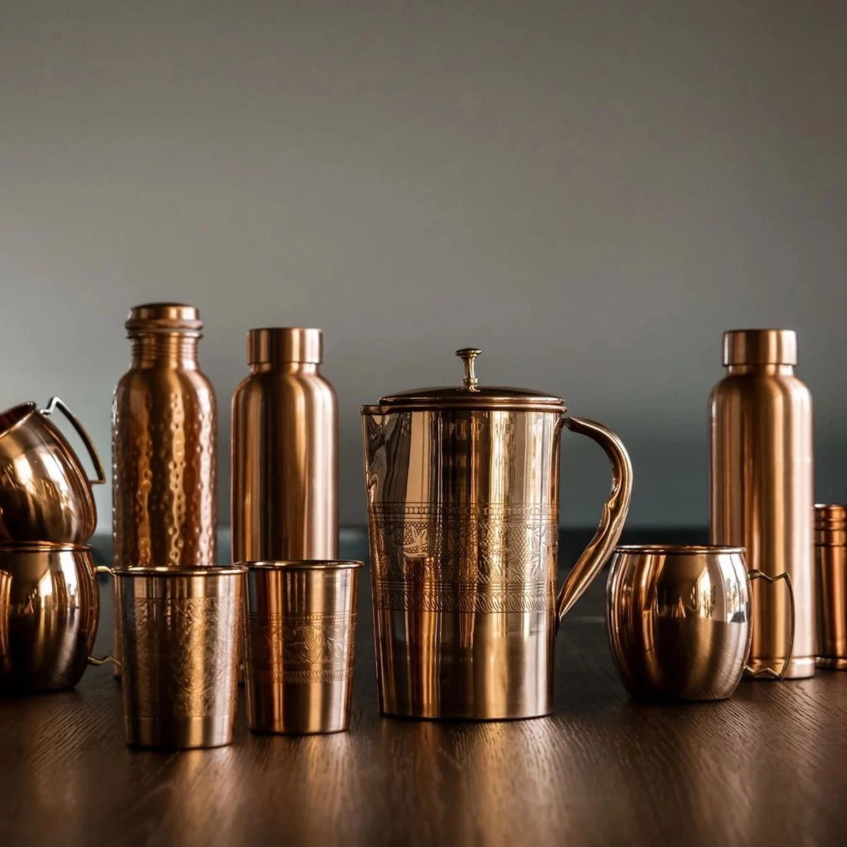 Puur Koperen Waterfles Diamond Polished - 1 Liter 4 Puur Koperen Waterfles Diamond Polished - 1 Liter - Afbeelding 4