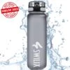 Swilix ® Drinkfles - 1 Liter - Waterfles Met Tijdmarkering - Grijs - 2022 Model