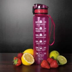 Nimma® Motivatie Waterfles - 1 Liter Drinkfles - Met Tijdmarkeringen En Fruitfilter - Roze -Barbecues Verkoopwinkel 1200x1200 1410