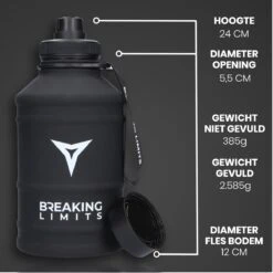 Breaking Limits Stalen Waterfles 2 Liter – Drinkfles – Gemaakt Van Roestvrij Staal – Grote Waterfles – Waterjug – Bidon 2 Liter – 2.2 Liter - Zwart -Barbecues Verkoopwinkel 1200x1200 1418