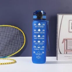 Waterfles Met Tijdmarkering - Motivatie Drinkfles Met Rietje - 1 Liter Waterfles - BPA Vrij - Blauw -Barbecues Verkoopwinkel 1200x1200 1438