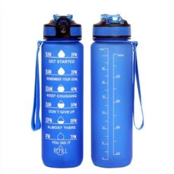 Waterfles Met Tijdmarkering - Motivatie Drinkfles Met Rietje - 1 Liter Waterfles - BPA Vrij - Blauw -Barbecues Verkoopwinkel 1200x1200 1439