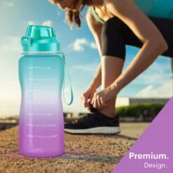 FLOOQ - Waterfles - Motivatie Waterfles - Drinkfles Met Tijdsmarketing - Bidon - Sportdrankfles - Grote Waterfles - Met Rietje - 2 Liter - Goud/Roze -Barbecues Verkoopwinkel 1200x1200 1450