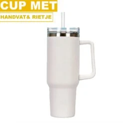 Drinkbeker - Drinkfles - Waterfles - Bidon - Cup With Straw - Tumbler Met Rietje - Thermosbeker - Handvaten - Met Rietje Volwassenen - Kinderen - 1200ML - 1 Liter - Thermosfles - RVS Fles - Cup To Go - Deksel - Koffie To Go - Ijskoffie Beker - Handle -Barbecues Verkoopwinkel 1200x1200 1473