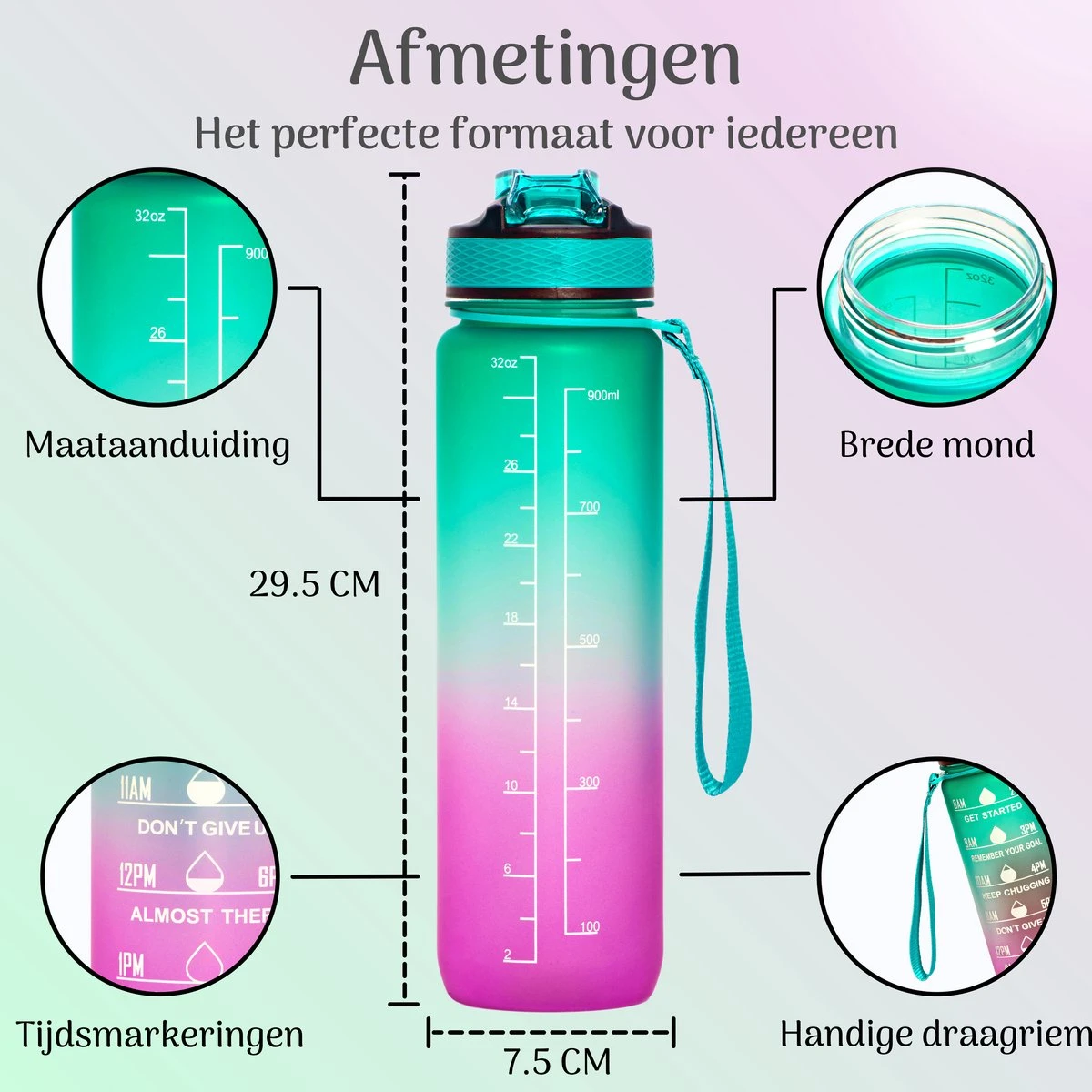 Migliore Drinkfles – Luxe Drinkfles Met Rietje – Waterfles 1 Liter – Water Bottle – Motivatie Waterfles Met Tijdmarkeringen - Ook In 600 Ml En 2 Liter 8 Migliore Drinkfles – Luxe Drinkfles Met Rietje – Waterfles 1 Liter – Water Bottle – Motivatie Waterfles Met Tijdmarkeringen - Ook In 600 Ml En 2 Liter - Afbeelding 8