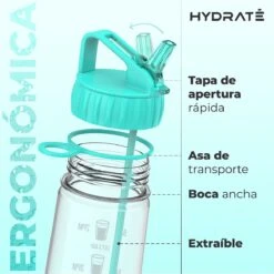 HYDRATE 900ml Drinkfles Met Tijdmarkeringen - Sport Waterfles Met Rietje, BPA-vrije Drinkfles Rietje Gemaakt Van Tritan Ideaal Voor Sportschool, Kantoor, Wandelen, Fitness, Sportfles (Mint Groen) -Barbecues Verkoopwinkel 1200x1200 1503
