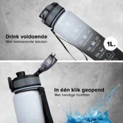 Nimma® Motivatie Waterfles - 1 Liter Drinkfles - Met Tijdmarkeringen En Fruitfilter - Zwart Wit -Barbecues Verkoopwinkel 1200x1200 1526