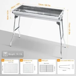 Uten - Houtskoolbarbecue - Opvouwbare Barbecue - Houtskoolbarbecues - Draagbare Camping Barbecue - 430 Roestvrij Staal Grill BBQ - 5-10 Persoon Tuin Buitenfeest - Zilver -Barbecues Verkoopwinkel 1200x1200 176