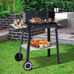 Verrijdbare Barbecue – Houtskool/Briketten - Verstelbare Grillplaat – Houten Tafel – Winscherm – Gewicht 5.9kg -Barbecues Verkoopwinkel 1200x1200 217