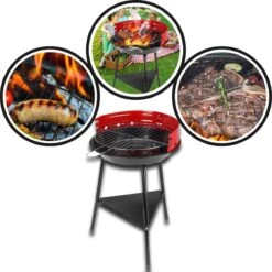 Houtskoolbarbecue Ø33 Cm | Verstelbare Grill BBQ | Halfopen | Zwart / Rood -Barbecues Verkoopwinkel 1200x1200 233