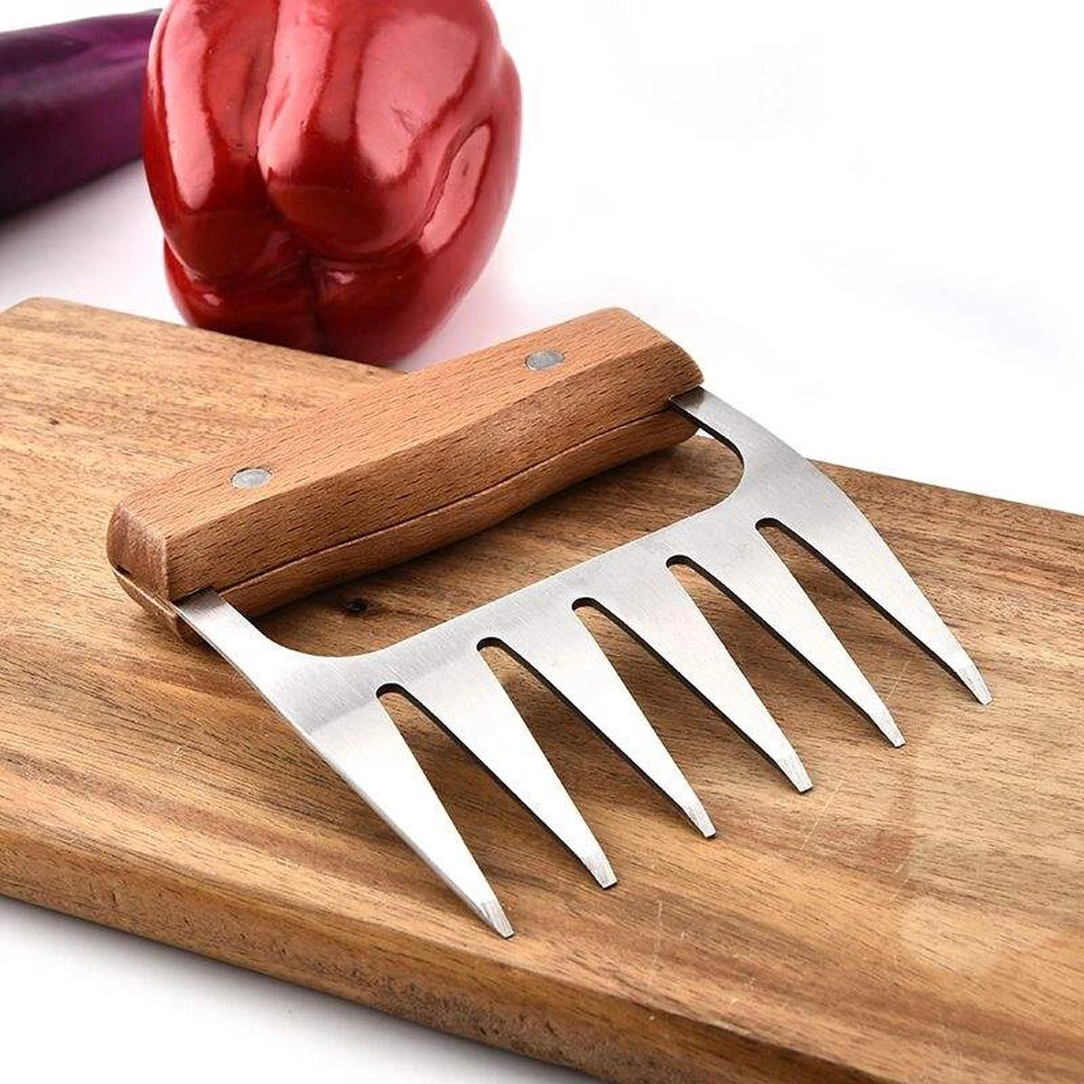 GrillX Luxe Vleesklauwen - Houten Handvat - RVS Meat Claws - Vleesshredder - Pulled Pork, Chicken - BBQ Accesoires 2 GrillX Luxe Vleesklauwen - Houten Handvat - RVS Meat Claws - Vleesshredder - Pulled Pork, Chicken - BBQ Accesoires - Afbeelding 2