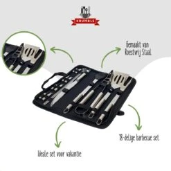 Krumble 18-delige Barbecue Set / Roestvrijstalen BBQ Set Van 18 / Inclusief Handige Opbergtas - RVS -Barbecues Verkoopwinkel 1200x1200 575