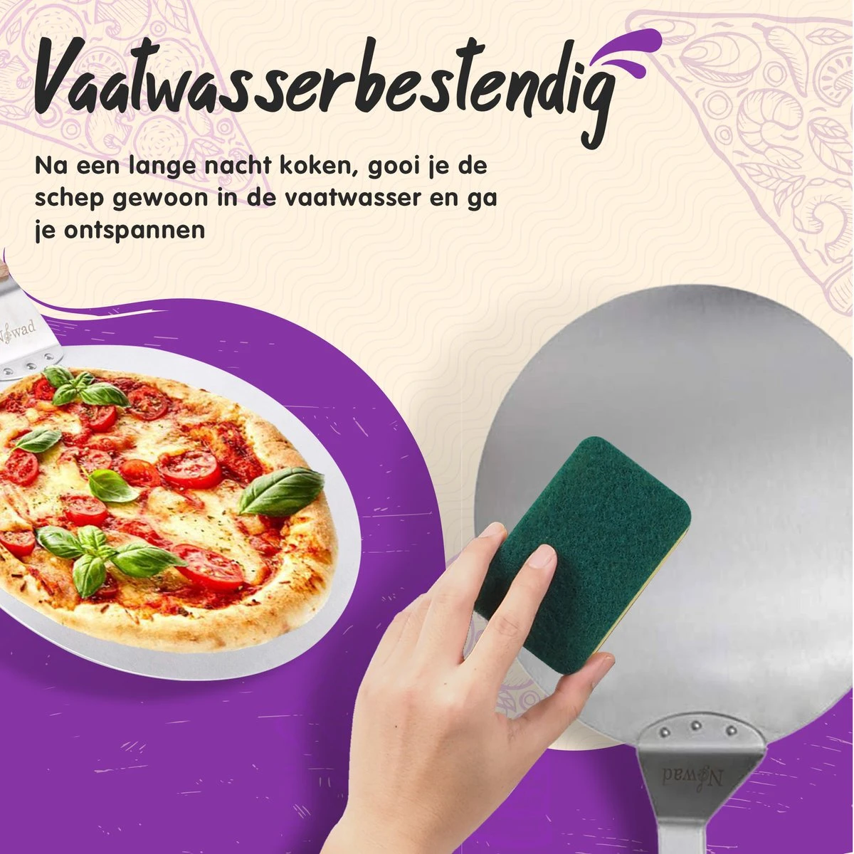 Nowad Pizzaschep RVS Rond Voor BBQ En Oven - 30,5 Cm - Pizzaspatel - Taartschep - Houten Handvat - Ophangbaar - Rond - Vaatwasbestendig - Keukenaccessoires 7 Nowad Pizzaschep RVS Rond Voor BBQ En Oven - 30,5 Cm - Pizzaspatel - Taartschep - Houten Handvat - Ophangbaar - Rond - Vaatwasbestendig - Keukenaccessoires - Afbeelding 7