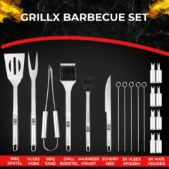 GrillX Barbecue Gereedschap Set - 19-delig - Inclusief Luxe Draagtas - BBQ Accesoires - Gereedschapset -Barbecues Verkoopwinkel 1200x1200 619