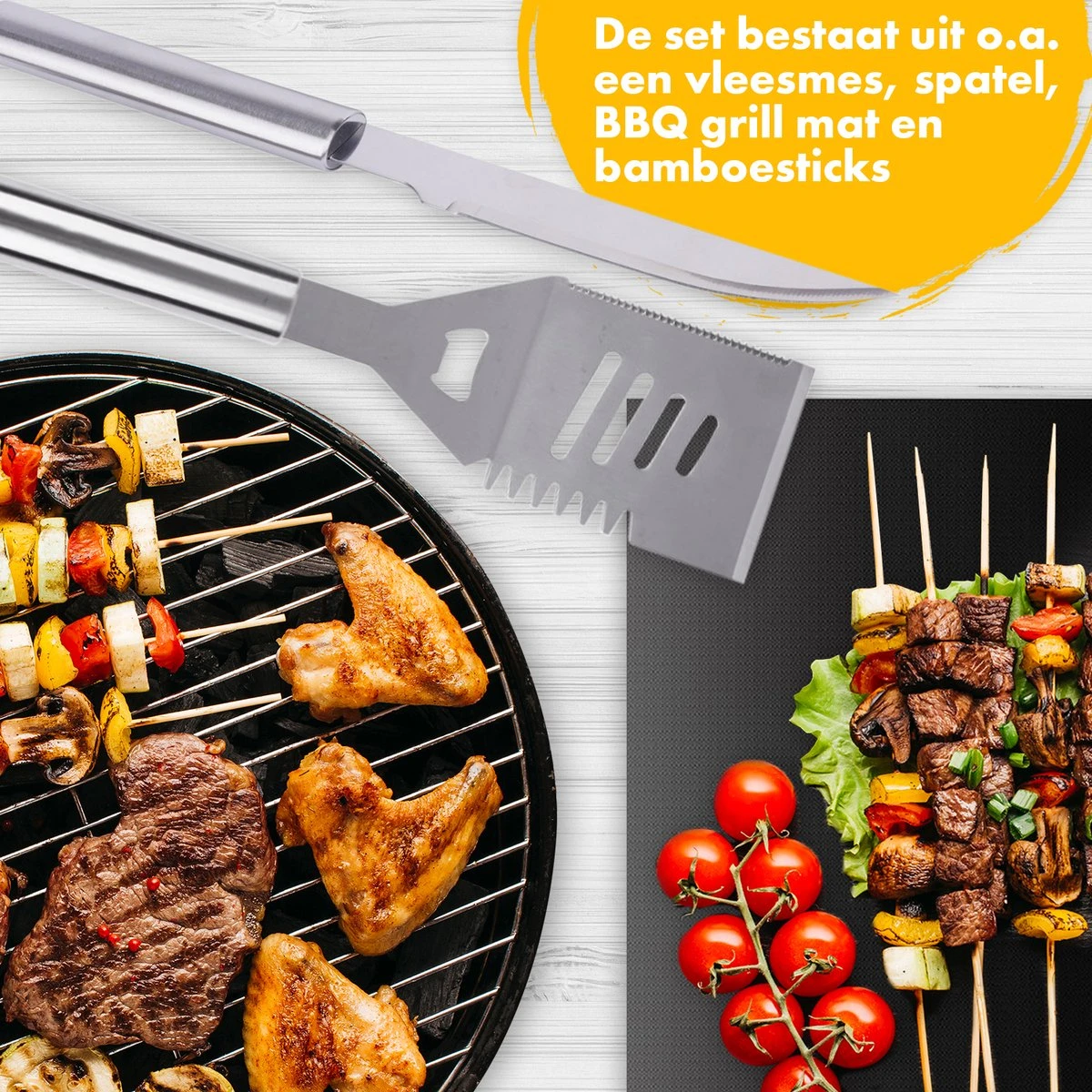 BBQ Accesoires Set Gereedschap Tang Borstel Barbecue Kookgerei - 10 Delig 8 BBQ Accesoires Set Gereedschap Tang Borstel Barbecue Kookgerei - 10 Delig - Afbeelding 8