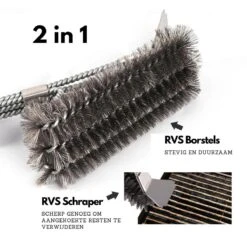Gohh BBQ Borstel Met Schraper - Schoonmaakborstel - Barbecue Krabber Met Handige Bewaarzak 2 In 1 -Barbecues Verkoopwinkel 1200x1200 825