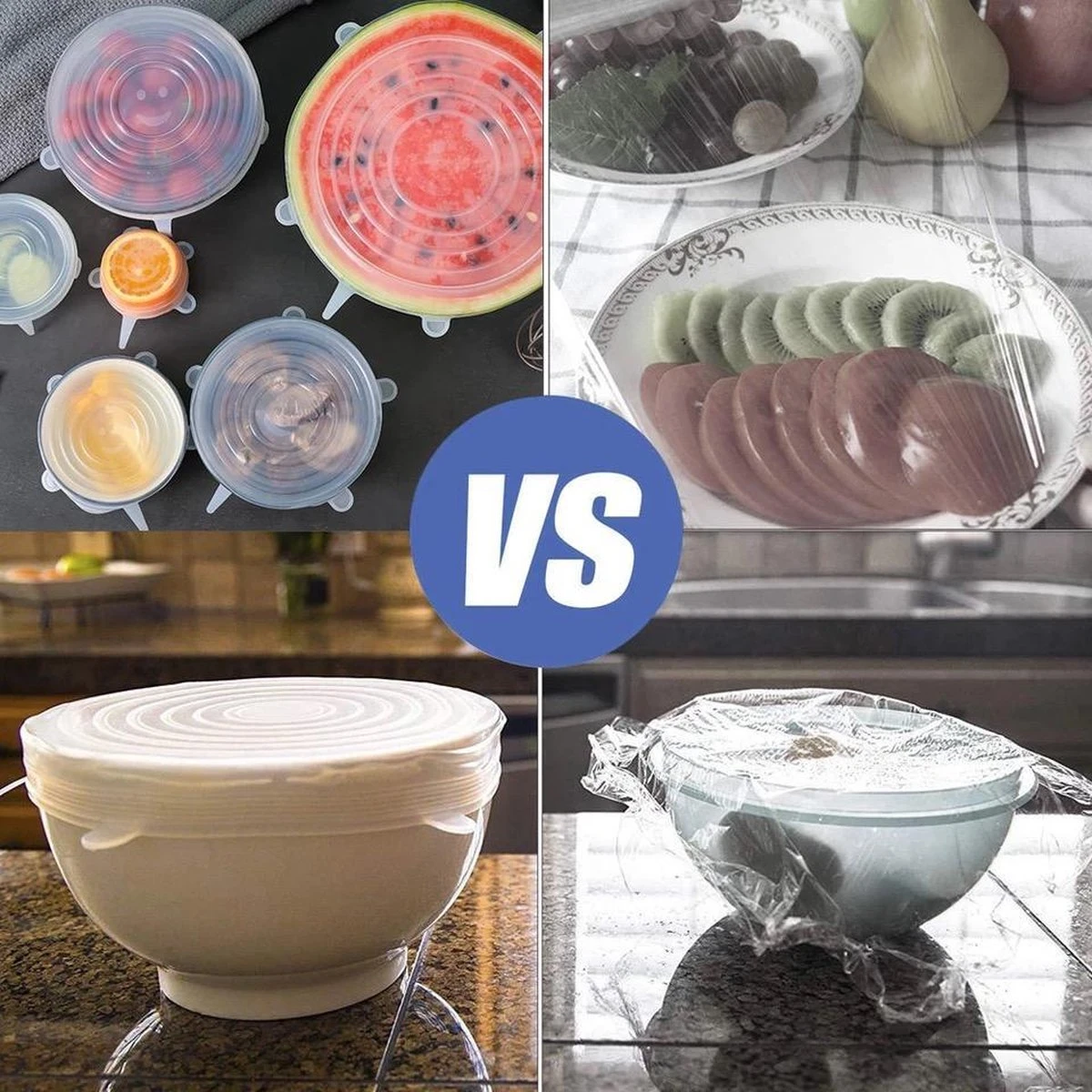 Merkloos 6 Flexibele Siliconen Vershouddeksels - Afsluitdeksels Herbruikbaar - Food Covers - Rekbaar - Vershoudfolie - Voedsel Lang Vers Houden - Vaatwasser Bestendig - Deksel Voor Kommetjes En Bakjes - Stretch - Blauw - Universeel 4 Merkloos 6 Flexibele Siliconen Vershouddeksels - Afsluitdeksels Herbruikbaar - Food Covers - Rekbaar - Vershoudfolie - Voedsel Lang Vers Houden - Vaatwasser Bestendig - Deksel Voor Kommetjes En Bakjes - Stretch - Blauw - Universeel - Afbeelding 4