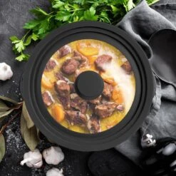 Relaxdays Glazen Deksel - 26-30 Cm - Voor Pannen - Pannendeksel - Universeel - Siliconen - Zwart -Barbecues Verkoopwinkel 1200x1200 886