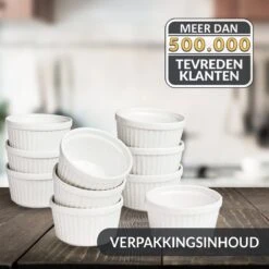 Chefarone Mini Ronde Ovenschalen - Mini Vormpjes Set Van 10 - Bakvormen Keramiek 200 ML - Crème Brulée Schaaltje - Wit -Barbecues Verkoopwinkel 1200x1200 918