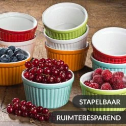 Chefarone Mini Ronde Ovenschalen - Mini Vormpjes Set Van 10 - Bakvormen Keramiek 200 ML - Crème Brulée Schaaltje - Multicolor -Barbecues Verkoopwinkel 1200x1200 955