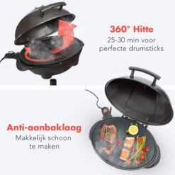 KitchenBrothers Elektrische BBQ - Met Grillplaat - Anti-aanbaklaag - Incl. Plank/Houders - Grilloppervlak 46,5x33,8cm - Tot 300°C - 2400W - Zwart -Barbecues Verkoopwinkel 1200x1200 98
