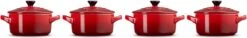 Le Creuset Aardewerken Mini Pannetjes Set Van 4 Stuks Kersenrood -Barbecues Verkoopwinkel 1200x184