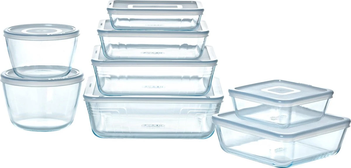 Pyrex - Cook & Freeze Schaal Met Deksel Set Van 8 Stuks - Transparant/Wit 1 Pyrex - Cook & Freeze Schaal Met Deksel Set Van 8 Stuks - Transparant/Wit