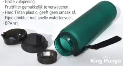 Drinkfles 1 Liter Volwassenen - Sport Bidon Drinkbus 1000ml - Donkergroen - King Mungo KMDF020 -Barbecues Verkoopwinkel 1200x644 2