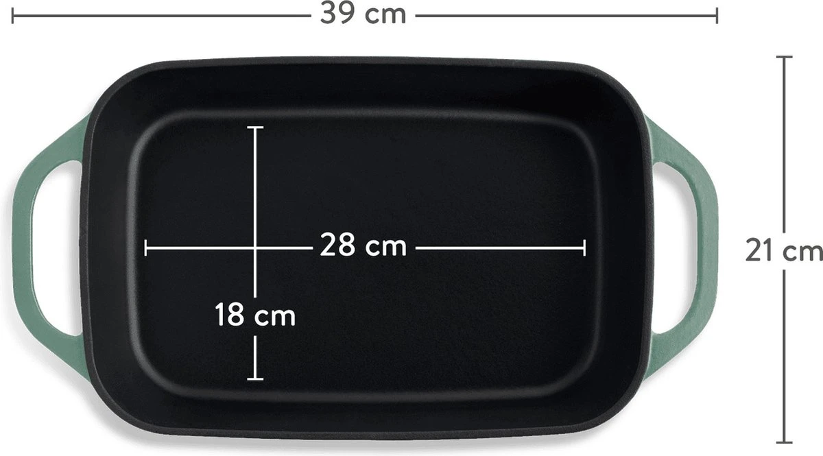Springlane Gietijzer Ovenschaal Mint - 39,2 X 21,2 Cm, 4 L 3 Springlane Gietijzer Ovenschaal Mint - 39,2 X 21,2 Cm, 4 L - Afbeelding 3