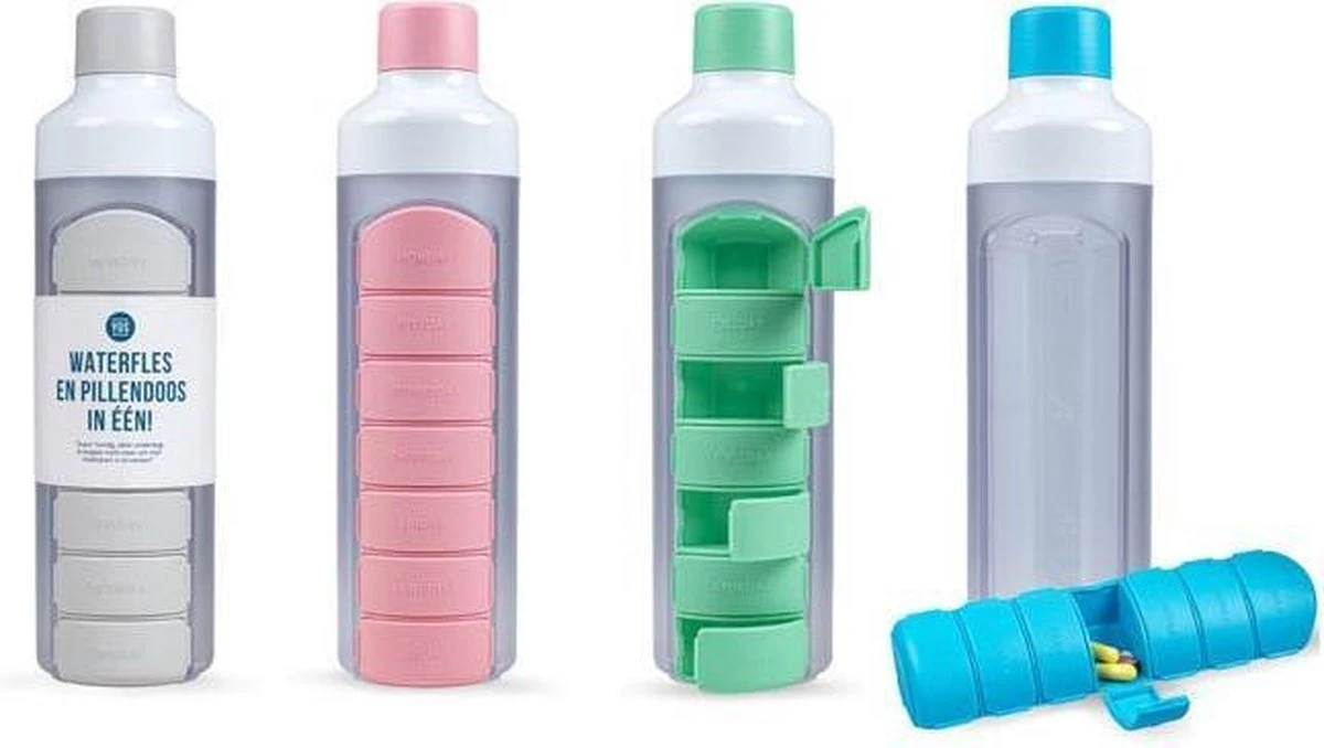 YOS Bottle - Waterfles Met Pillendoos - 7 Vaks - Groen 9 YOS Bottle - Waterfles Met Pillendoos - 7 Vaks - Groen - Afbeelding 9