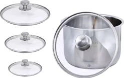 Ziva Universele Deksel Gehard Glas Ø23cm - Stoomopening - Oven Veilig Tot 220°C - RVS Handvat - Vaatwasserbestendig - Duurzaam - Geschikt Voor Instant Pot Multicookers -Barbecues Verkoopwinkel 1200x751