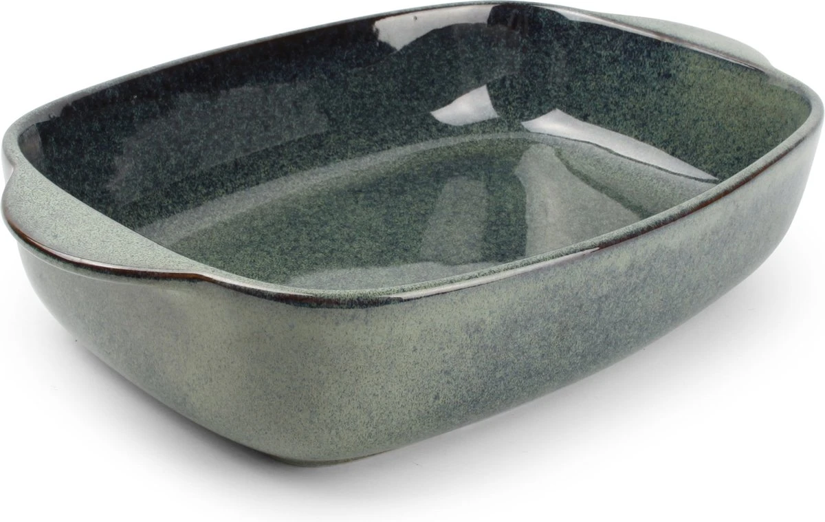 Ovenschaal 39/33x25,5xH8,5cm Groen/blauw Meridian 4 Ovenschaal 39/33x25,5xH8,5cm Groen/blauw Meridian - Afbeelding 4