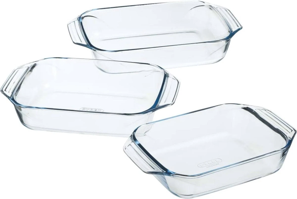 Pyrex Optimum Ovenschalenset 2,1 L - 2,9 L - 3,8 L - 31 X 20 X 6 Cm - 35 X 32 X 6 Cm - 39 X 28 X 7 Cm 1 Pyrex Optimum Ovenschalenset 2,1 L - 2,9 L - 3,8 L - 31 X 20 X 6 Cm - 35 X 32 X 6 Cm - 39 X 28 X 7 Cm
