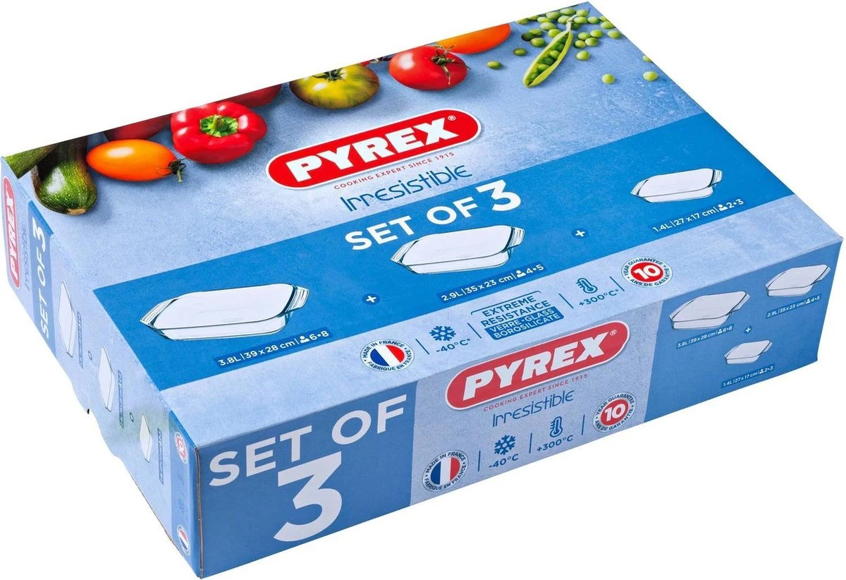 Pyrex Optimum Ovenschalenset 2,1 L - 2,9 L - 3,8 L - 31 X 20 X 6 Cm - 35 X 32 X 6 Cm - 39 X 28 X 7 Cm 7 Pyrex Optimum Ovenschalenset 2,1 L - 2,9 L - 3,8 L - 31 X 20 X 6 Cm - 35 X 32 X 6 Cm - 39 X 28 X 7 Cm - Afbeelding 7